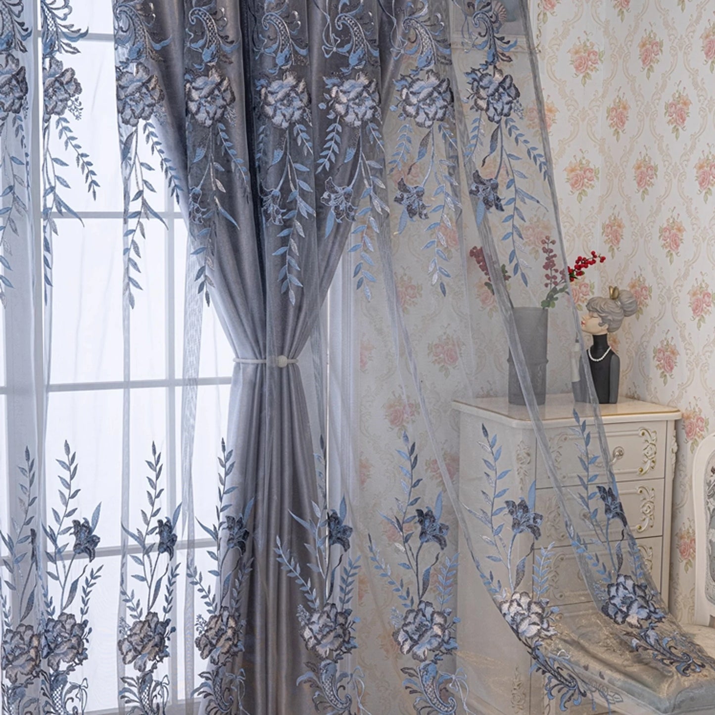 1pc European Style Double Layer Blackout Curtain,Versatile Bedroom & Living Room Use,Practical and Elegant Design