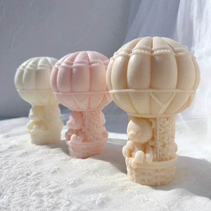 Teddy Bear in A Balloon Candle Mold Valentine's Day Gift idea sitting Bear Hot Air Balloon Silicone Mold Home Decor Wedding Gift