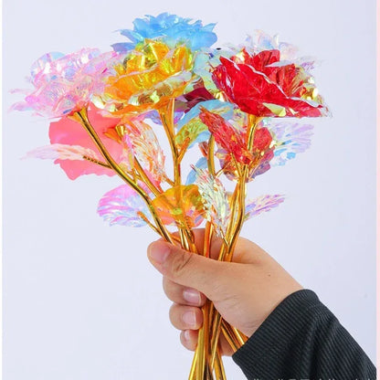1pcs 24K Foil Plated Rose Valentine's Day Creative Gift Gold Rose Lasts Forever Love Wedding Decor Lover Lighting Roses
