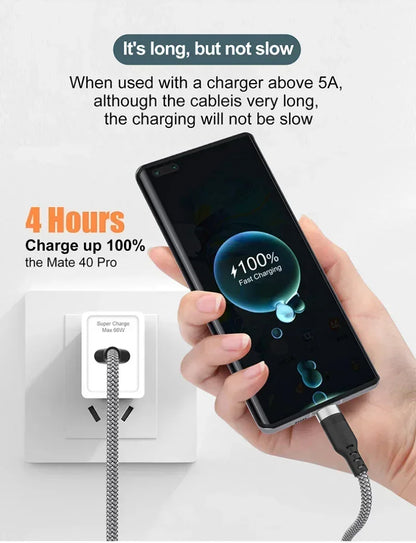 USB Type C Cable 5A Super Fast Charging Cable for iPhone 15 16 Huawei Samsung Oppo Oneplus Universal USB To USB C Extension Wire
