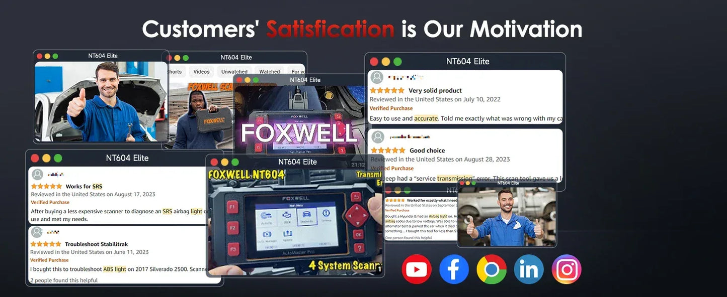 FOXWELL NT604 Elite OBD2 Auto Scanner ABS SRS Engine Transmission Code Reader OBD 2 Live Data Car Diagnostic Tool Free Update