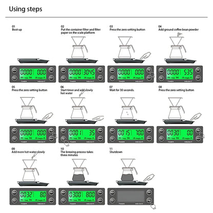 5/3kg LCD Electronic Drip Coffee Scale High Precision Measuring Digital Display Timer Coffee Weight Tools Portable Kitchen Sc