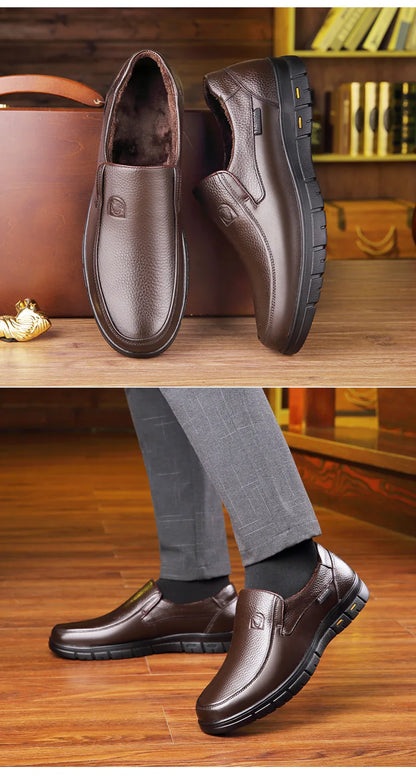 2026 Men's Shoes Genuine Leather Business Dress Leisure Middle-Aged and Elderly Dad's Shoes, Men's Leather Shoes 48 Size Summer