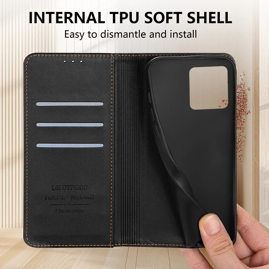 Wallet Skin friendly Magnetic Card Slot Flip Leather Case For Xiaomi 14T Poco X7 C75 M7/X6 Pro Redmi 14C 13 A4 Note 14 Pro+ 14S