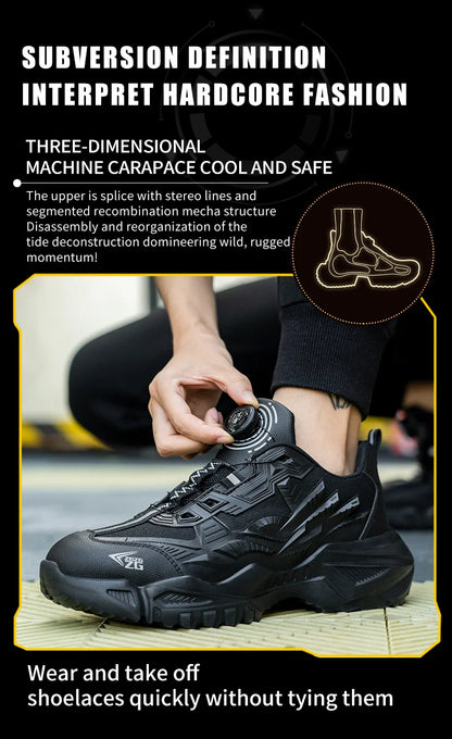 High-quality Safety Shoes Men Steel Wire Rotary Buckle Work Sneakers Indestructible Shoes Anti-smash Anti-puncture Work Shoes