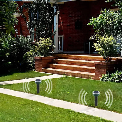 4PCS Solar Powered Ultrasonic Mouse Mole Repeller Rodent Deterrent Vibration Wave LED Lights For Yard Garden Park Farm Outdoor