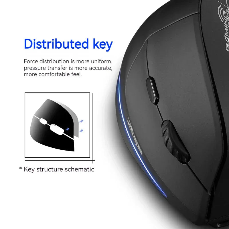 Zelotes F-35 Wireless Gaming Mouse Vertical Rechargeable 6 Key Mice 2.4G 3 Level DPI Adjustable Office/Gaming Computer Mouse