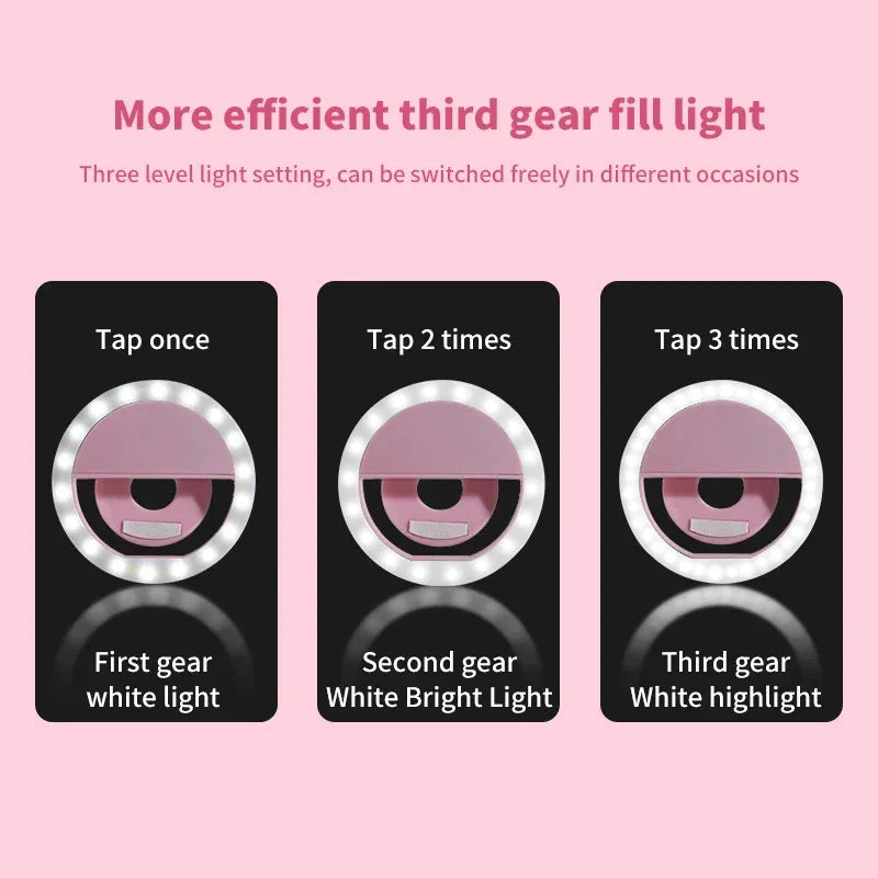 USB Charge LED Selfie Ring Light Mobile Phone Lens For Phone Selfie Light