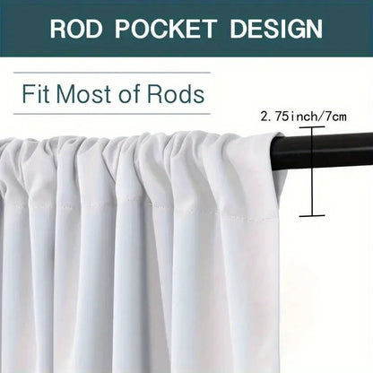 2pcs Blackout Curtain Set, Oriental Ink Landscape Design, Rod Pocket Polyester Panels, Contemporary Style, Machine Washable for