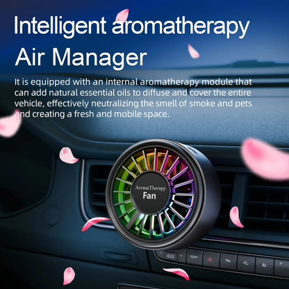 New car aromatherapy fan, USB cool seven color ambient lighting, three adjustable car fans, large truck van car fan