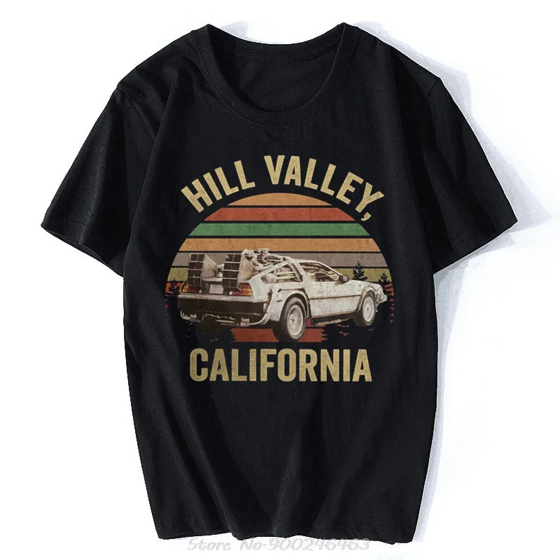 Hill Valley T-shirt, Back to The Future Shirt, Marty Mcfly, Hill valley, Classic Men Cotton Tees Tops Harajuku Streetwear