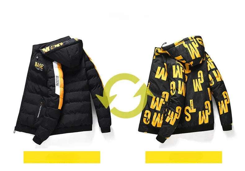 Men Autumn Winter Cotton Jacket Warm Comfortable Padded Thickened Down Jacket 2024 New Double-Sided Clothes Removable Cap M-5XL