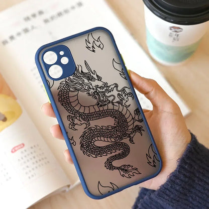 Fashion Purple Dragon Animal Pattern Phone Case For iPhone 16 15 14 13 12 11 Pro Max Mini SE 7 8 Plus Cover Glossy Hard Coque