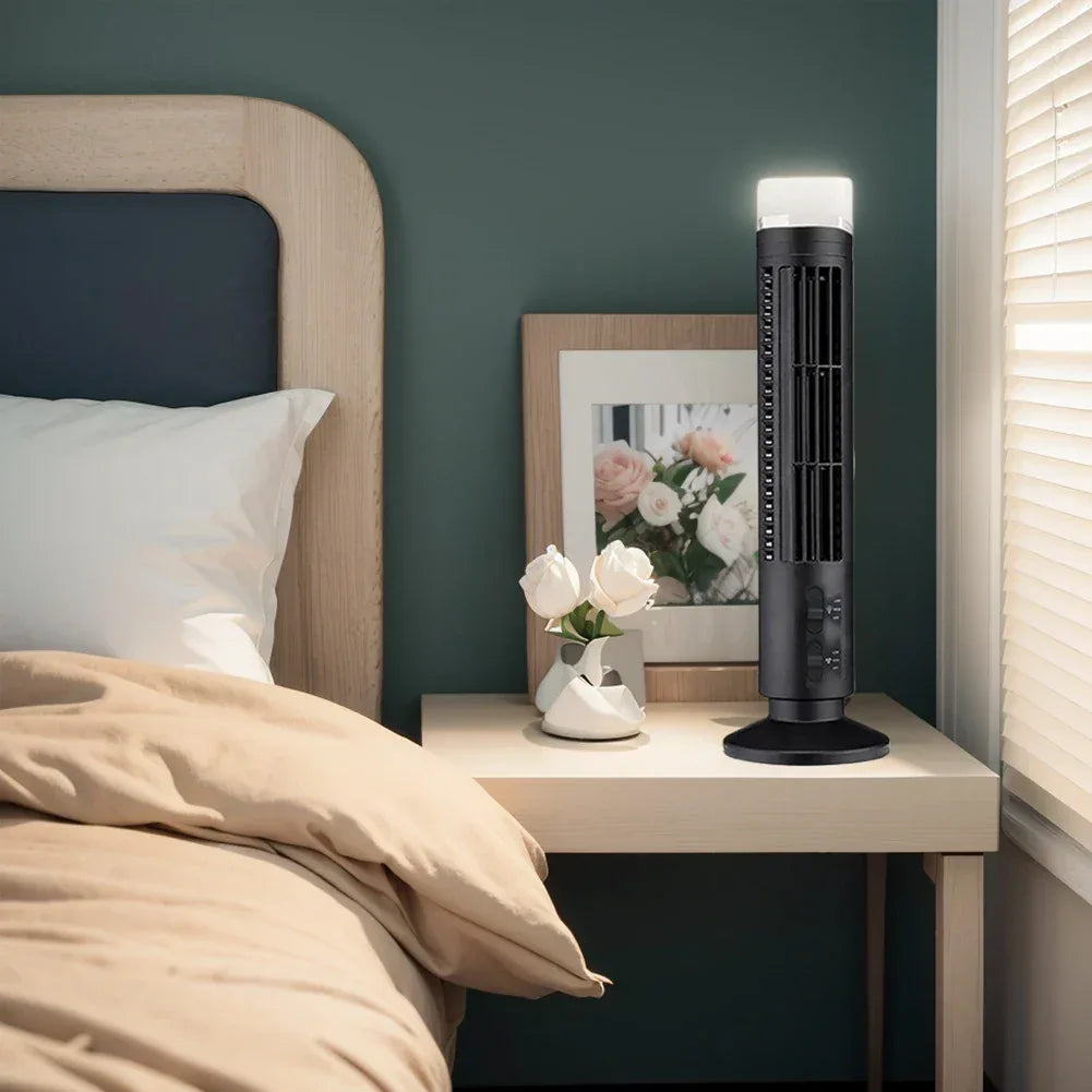 2.5W 38CM/33CM LED Tower Fan No Leaf  2 Gear Speed Stand Up Tower Fan Portable Electric Floor Fan for Living Room Bedroom Office