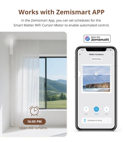 Matter Over WiFi Smart Sliding Curtain Motor Support Google Home Smartthings Homekit Alexa Control Automatic Curtain System