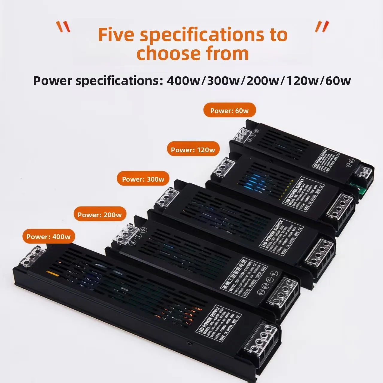DELAN Power Supply Unit 12V 24V 60W 100W 200W 300W 400W 180V 220V 264V AC to 12 24 Volt DC LED Strip Driver Lighting Transformer