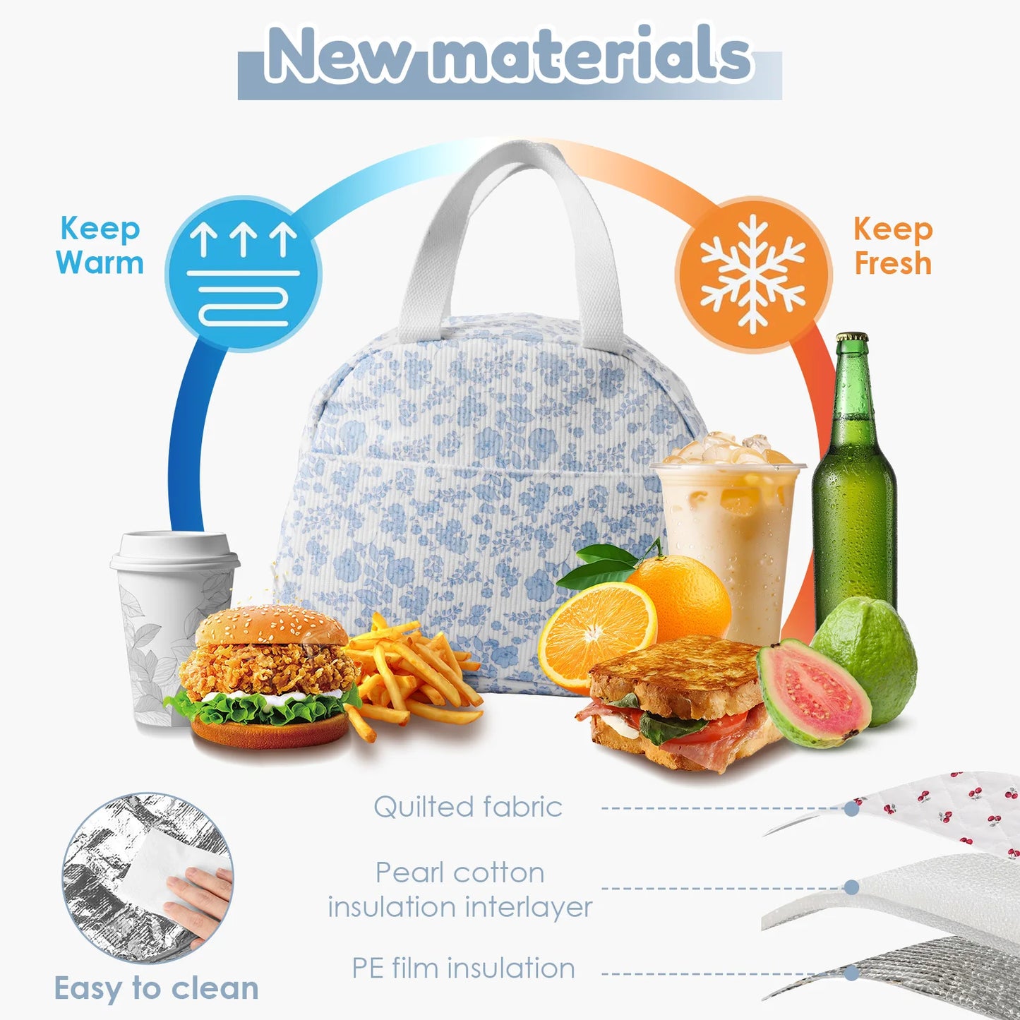 7L Portable Lunch Bags Thermal Insulation Lunch Box With Double Zipper Lunch Storage Bag Large Capacity School Picnic Handbag