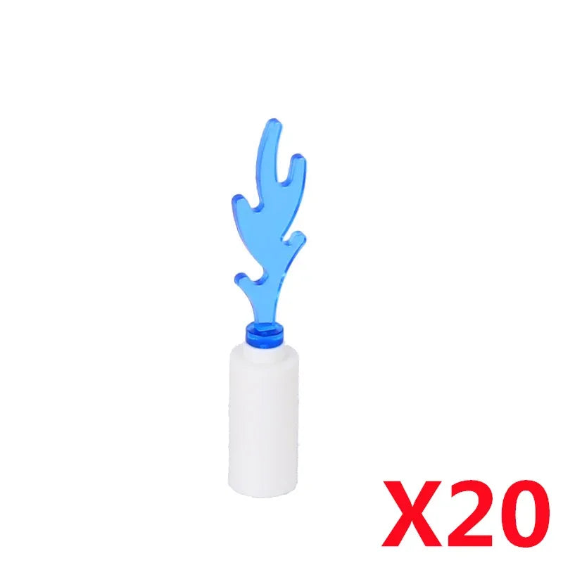 MOC Medieval Campfire Building Block Flame Wave Candle Transparent Wine Bottle Educational Toy Compatible Accessories Brick K054