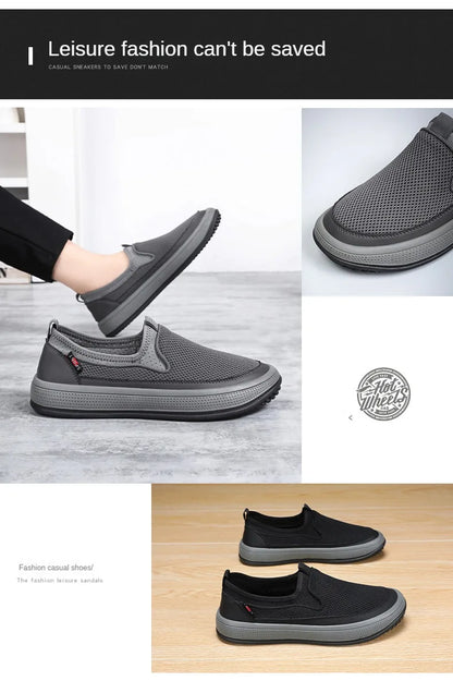 Men's mesh shoes 2026 summer new solid color versatile single shoe breathable soft sole lightweight casual shoes