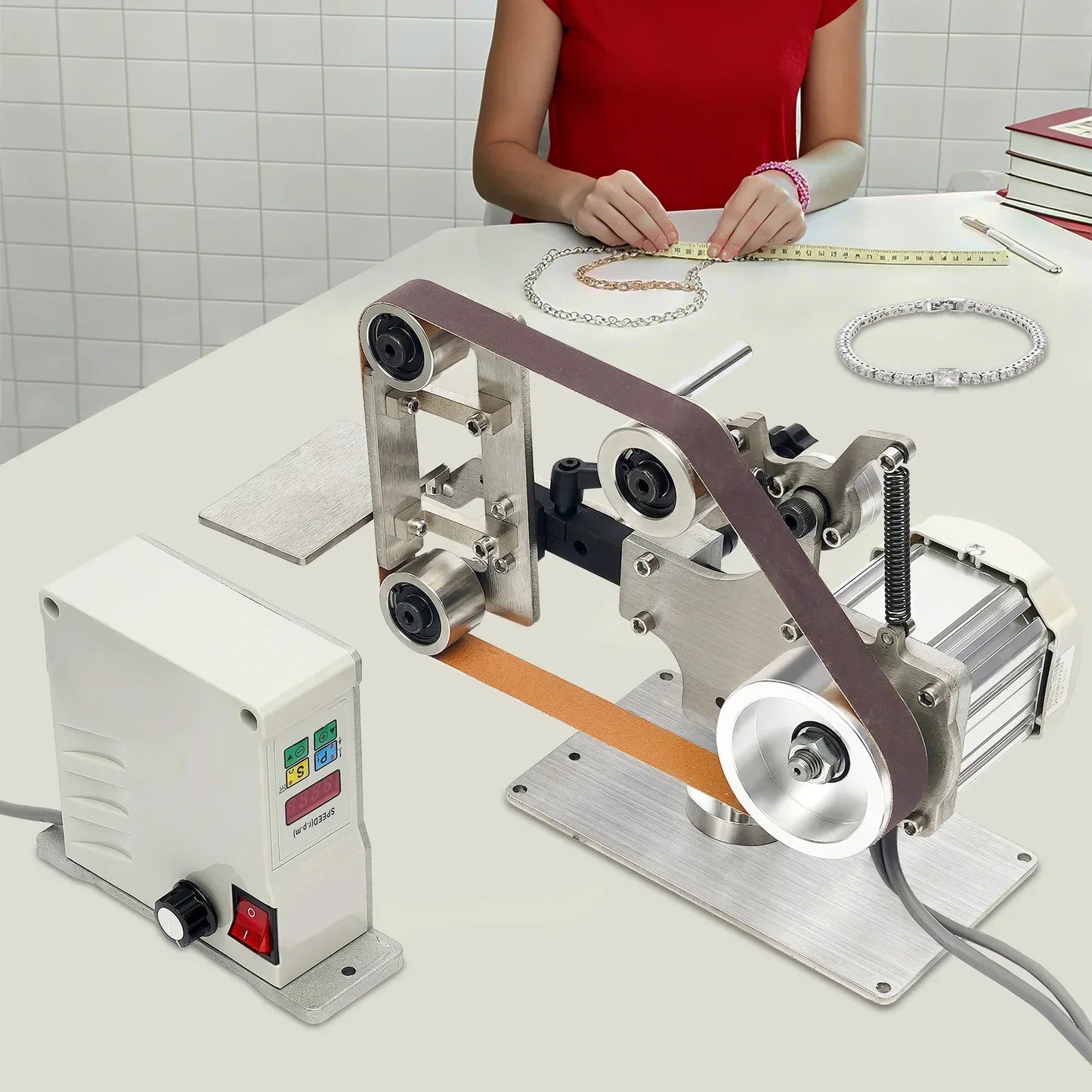 Multi-function Desktop Belt Machine,with Brushless Motor 762x25MM Belt Sander  Sharpener Polishing Grinding Machine