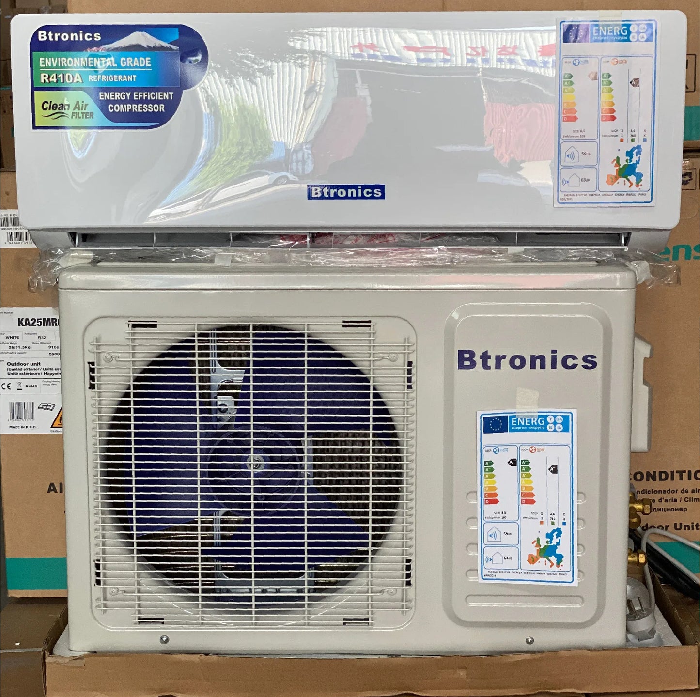 Btronics 220V 9000btu 12000btu 18000btu 24000btu Cooling and Heating Super Save Energy Wall Mounted Wifi Air Conditioner OEM