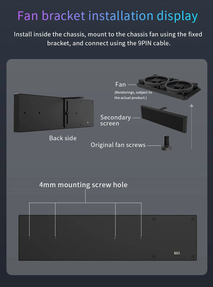 AJAZZ AKP02 9.2inch DIY IPS Secondary Screen 1920*464HD Wired USB Comprehensive Monitoring Multiple Custom Designs for Laptop PC