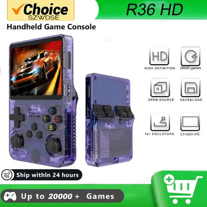 New R36HD Retro Handheld Video Game Console ARKOS System 3.5 Inch IPS Screen Classic Portable Pocket Video Player Games Boy Gift