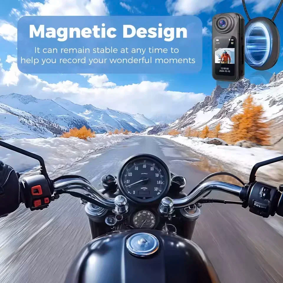 2.7K 180° Rotatable Wifi Outdoor Sports Camera 1.4Inch Screen Thumb Action Cam Motorcycle Road Sport Magnetic Attraction Bracket