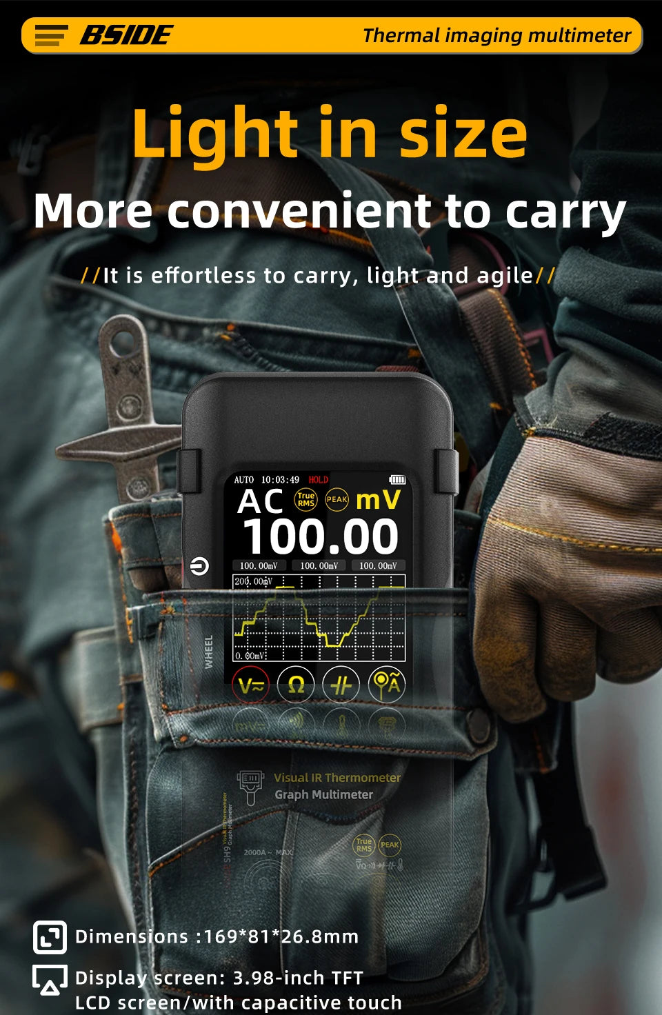 BSIDE SH7 320*320 Thermal Imager Camera 20000 Counts Touchscreen Digital Multimeter 2 in 1 IR Camera for Macro lens Repair PCB
