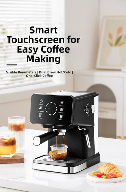 20Bar Pressure, Dual Brew (Hot/Cold), Smart Touchscreen, Milk Frother, Fast Heating, Energy Saving - Perfect for Home Baristas