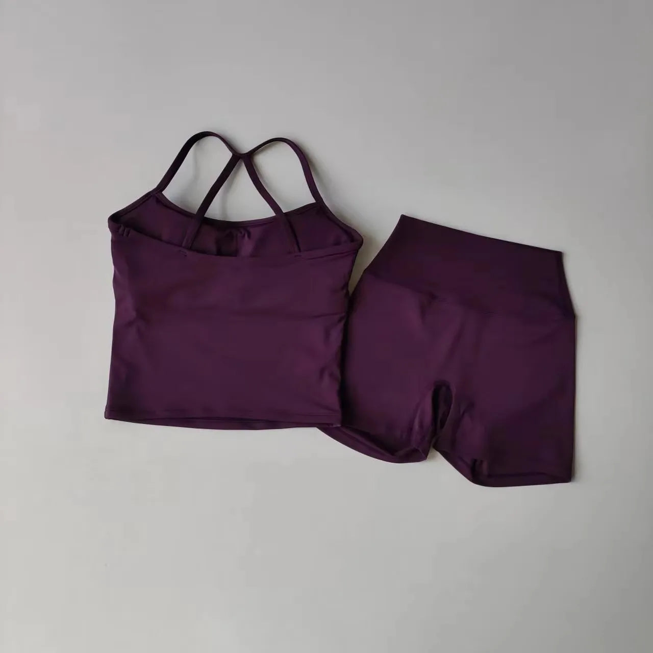 2PCS Gym Fitness Medium-intensity Sports Vest Beauty Back Yoga Suit Sports Bra Women Pilates Bra High Waist Hip Lift Shorts Set