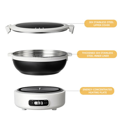Kitchen Fast Heating Cooker Durable Portable Foldable Multi Cooker Split Stainless Steel Electric Pot