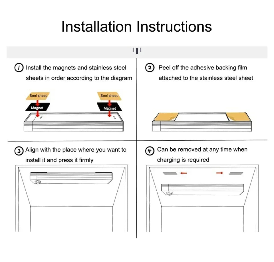 LED Long Strip Body Sensor Night Light Desk Reading Light Cabinet Bedside Bathroom Cool/Warm Light Rechargeable Magnetic Light