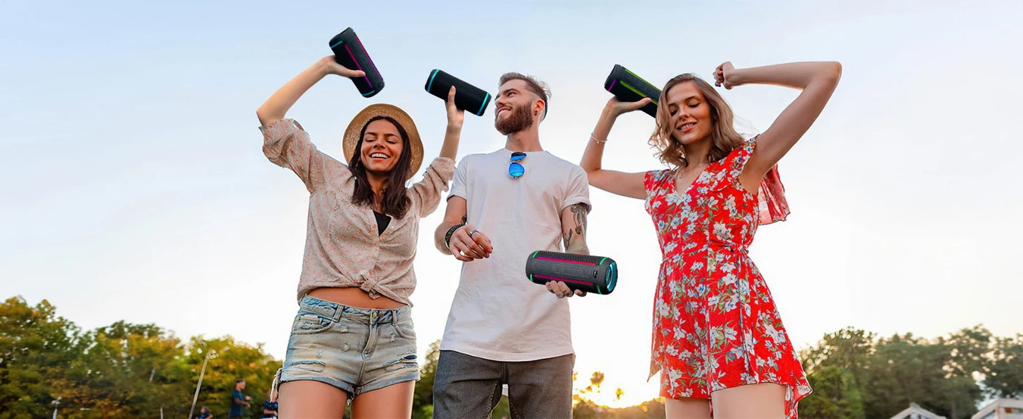 Ortizan Wireless Portable Bluetooth Speaker X30 with 40W Stereo Sound, Rich Bass, IPX7 Waterproof, 30H Playtime, TWS, LED Lights