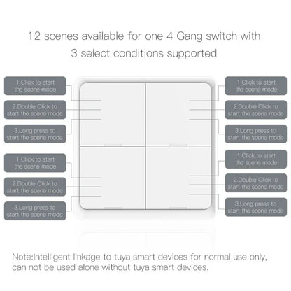 ZigBee/Tuya Smart Switch Wireless Free Sticker 4/3/2/1 Way Panel Scene Button Switch Smart Scene Automation Control Switch