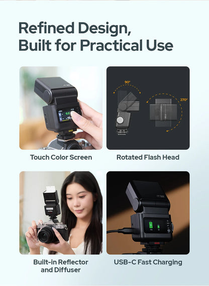 Godox IFlash IT32 TTL Camera Flash with Magnetic Mounting X5L TTL Flash Trigger Rotating Head Flash Light Kit For Leica Camera