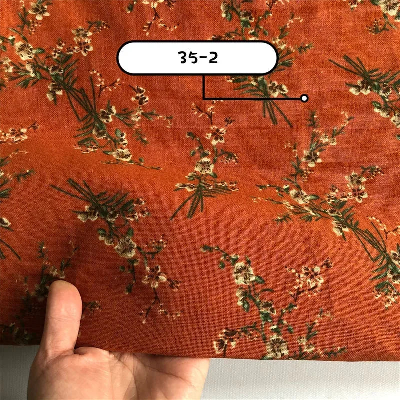 145cm Wide Printed Cotton and Linen Fabric Small Floral Patterns Retro Shirt Dress DIY Clothing Sewing Fabric 90% Cotton Content