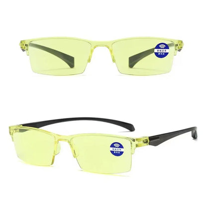 Lunettes de lecture intelligentes à zoom automatique, anti-lumière bleue, autofocus, monture demi-cerclée, vision de près et de loin, pour ordinateur