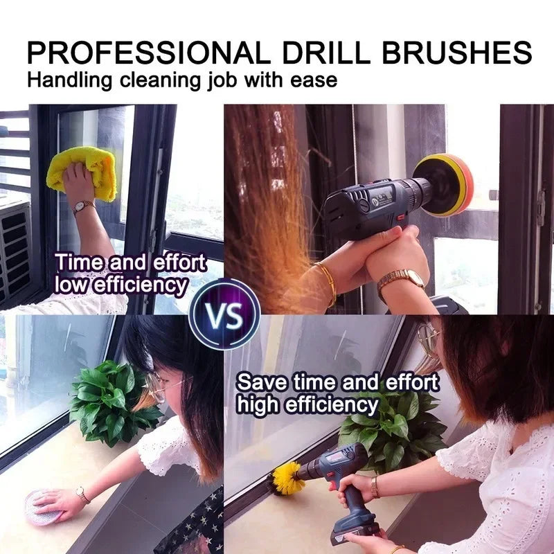 2/3.5/4/5'' Electric Scrubber Brush Drill Brush Kit Plastic Round Cleaning Brush Tool for Carpet Glass Car Tires Nylon Brushes