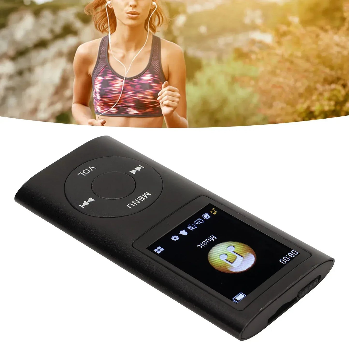 MP3 Player with Earphone Data Cable Stylish Multifunctional Lossless Sound Slim 1.8 Inch LCD Screen Portable MP3 Music Players