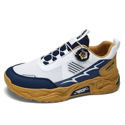 Men's casual sports shoes four season new rotating shoelaces comfort outdoor running walking shoes breathable soft-sole sneakers