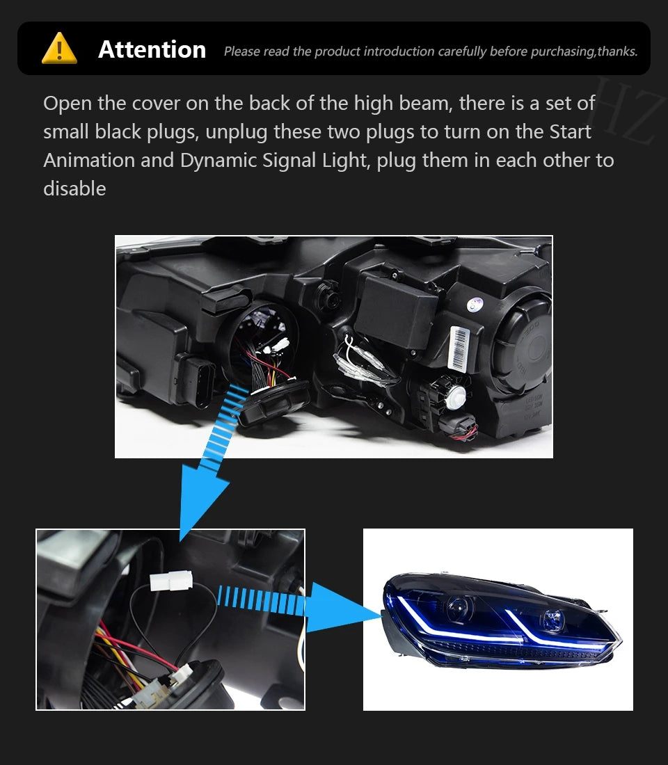 Headlight For VW Golf 6 MK6 2009-2013 Car автомобильные товары LED DRL Hella 5 Xenon Lens Hid H7 Golf6 Car Accessories