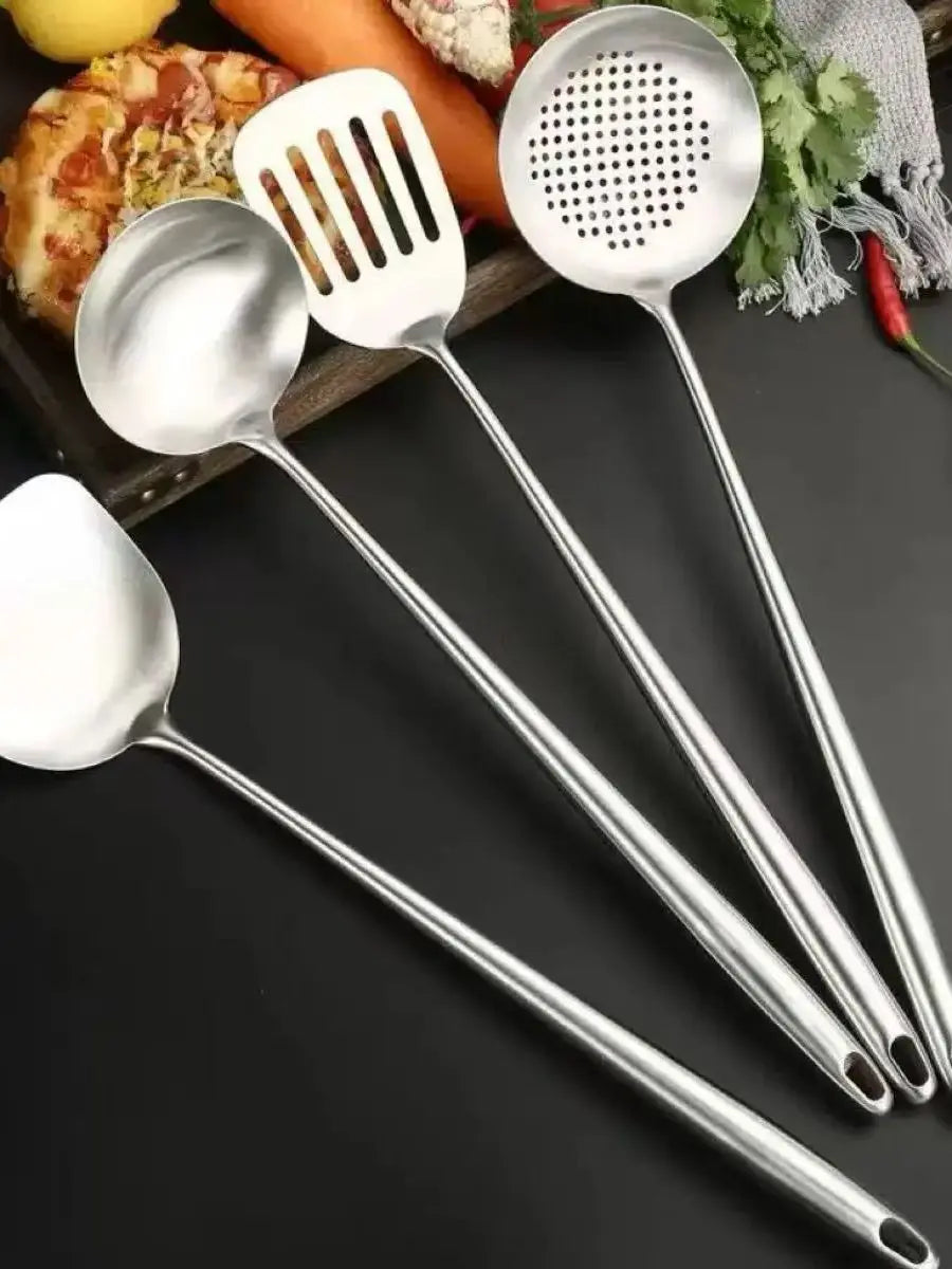 Stainless Steel Wok Spatula Metal kitchen utensils Slotted Turner Spoon Ladle Cooking Tools Utensil Set Kitchen Accessories