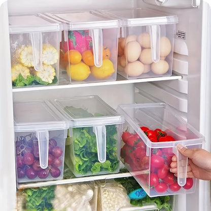 1pcClear Fridge Storage Containers with Handles & Airtight Lids - Convenient Fresh-Keeping Organizers