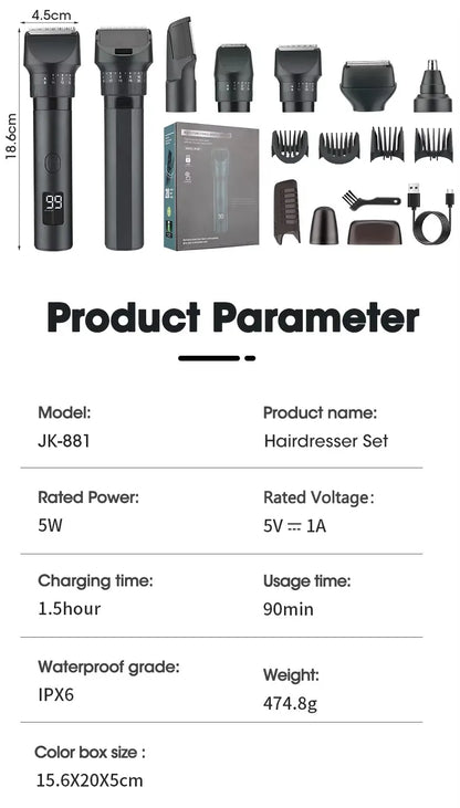 New Xiaomi IPX6 Waterproof Body Beard Hair Trimmer for Men 5 IN 1 Rechargeable Cordless Electric Razor Hair Clipper Shaver
