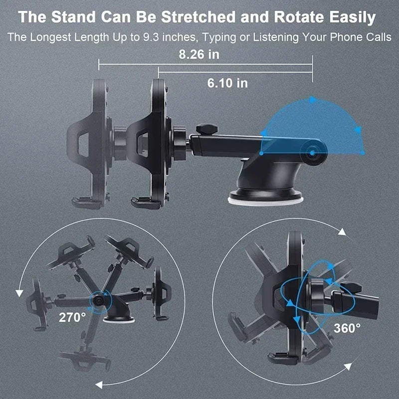 Universal Sucker Car Phone Holder 360° Rotation Windshield & Dashboard Mount Mobile Cell Support Bracket for Smartphones
