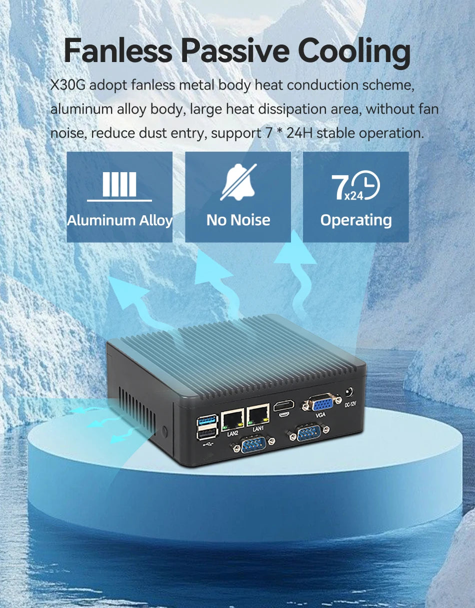 Fanless Industrial PC Intel J6412 N2840 J2900 4xCOM RS232 RS485 6xUSB 2x LAN HDMI VGA Mini PCIe WiFi 4G LTE GPIO Windows Linux