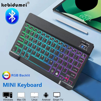 Mini Keyboard Wireless Bluetooth Keyboard 7 Color Backlit Rechargeable Keyboard Silent Keyboard For PC Android Windows iPad