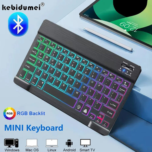 Mini Keyboard Wireless Bluetooth Keyboard 7 Color Backlit Rechargeable Keyboard Silent Keyboard For PC Android Windows iPad