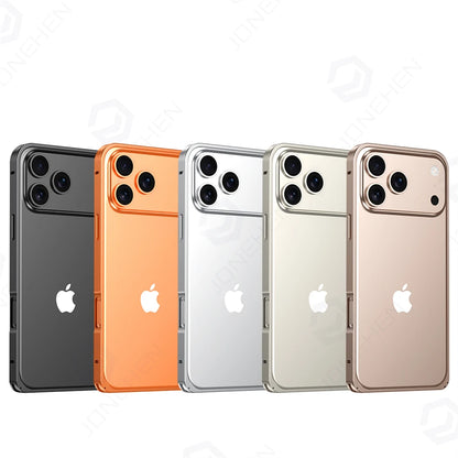 17pro Light Aluminum Metal Bumper Case Orange For iPhone 12 13 14 Plus 15 16 17 Pro Max Ultra Thin Alloy Back Frame Accessories